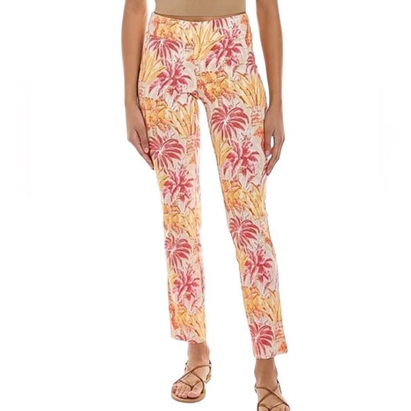 J. McLaughlin Women’s Maise Tropical Palm Print Pull Ankle Pants, Size 2 - Picture 1 of 10
